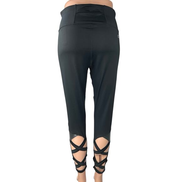 Calvin Klein Performance Black Logo Cutouts Crisscross Back Leggings Pants L - Picture 3 of 7